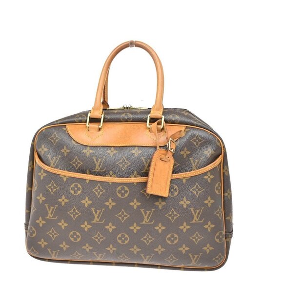 LOUIS VUITTON LV Logo Deauville Hand Bag Monogram Leather Brown - Picture 1 of 16